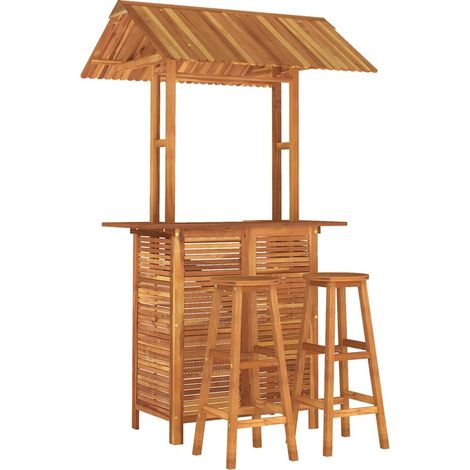 Juego muebles de bar de jardín 3 piezas madera maciza de acacia vidaXL (1/5)