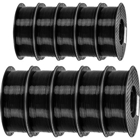 PLA-Filament für 3D-Drucker, 1,75 mm Durchmesser, 1 kg Rolle, 10 kg PETG, schwarz (1/2)