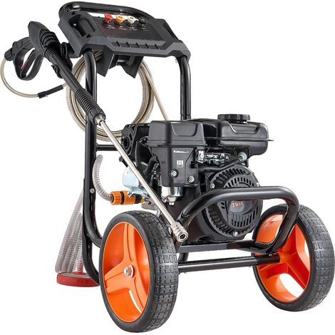Nettoyeur haute pression à essence 2900 PSI et débit max. 7 L/min, pompe en aluminium améliorée avec pistolet et lance, jeu de 4 buses, nettoyeur haute pression compact pour voitures, clôtures, allées (1/5)