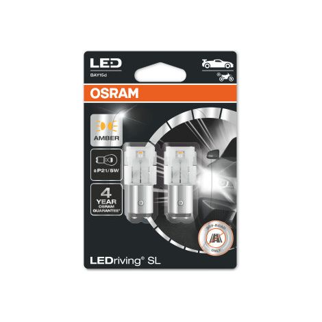 2x ampoules P21/5W LEDriving SL 1156 BAY15d ORANGE 7528DYP-02B OSRAM (1/4)