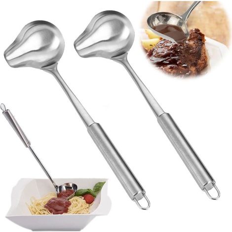 2pcs Soßenlöffel,Soßenkelle avec bec Verseur,en acier Inoxydable à sauce,À la Sortie de Ketchup,sauce au Poivre Noir,des Sauces,des Soupes et plus