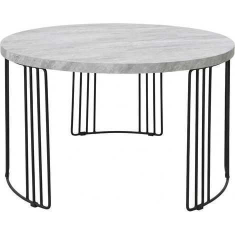 Tavolino Rotondo Effetto Marmo Metallo Salotto Soggiorno D80xH40 cm