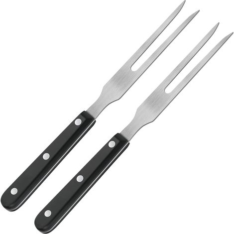 2 Tranchiergabeln, Topfgabeln, Fleischgabeln aus Edelstahl mit Kunststoffgriffen, 27 cm lange Grillgabeln, Barbecuegabeln mit schwarzen Griffen