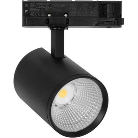 TrAdE Shop Traesio - Faretto Led Per Binario Trifase 30w Lampada Orientabile Luce Naturale Calda Ip20 Gd19c20 - Nero-Bianco Caldo - (1/5)