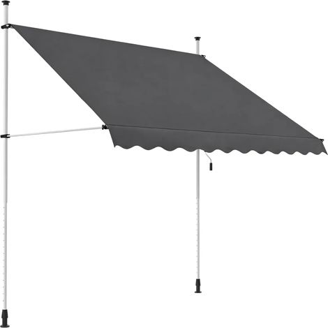 Tenda da Sole a Caduta Senza Viti 250x130 Altezza Regolabile Antracite