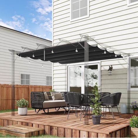 Ersatzdach für Pergola 250 x 255 cm Polyester Dunkelgrau OKWISH (1/5)