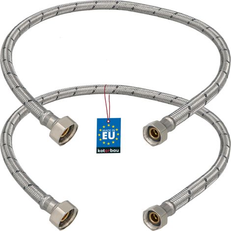 KOTARBAU® Lot de 2 Flexible Robinet 1/2"x3/8" - Tuyau Robinet 70cm - Acier Inoxydable - Rallonge Robinet Cuisine Flexible - Tuyau Robinet Cuisine Flexible - Tuyau Flexible Plomberie - Argent (1/4)