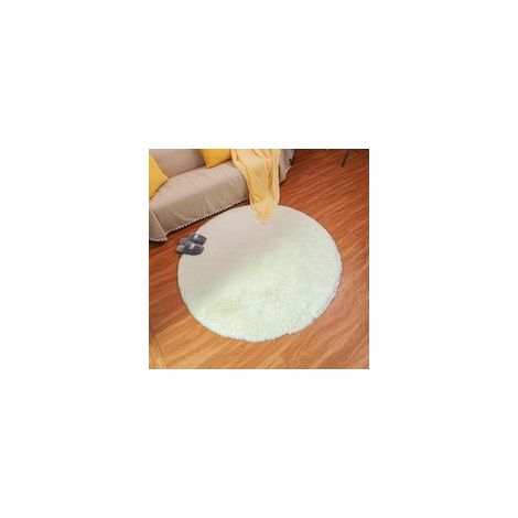 Tapis rond super doux en velours 120x120 cm, blanc – (1/5)