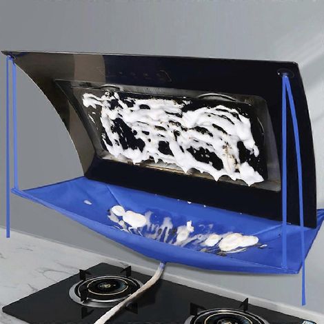 Hotte de cuisine avec sac de nettoyage et tuyau d'évacuation pour le lavage des huiles, usage quotidien en cuisine. (1/4)