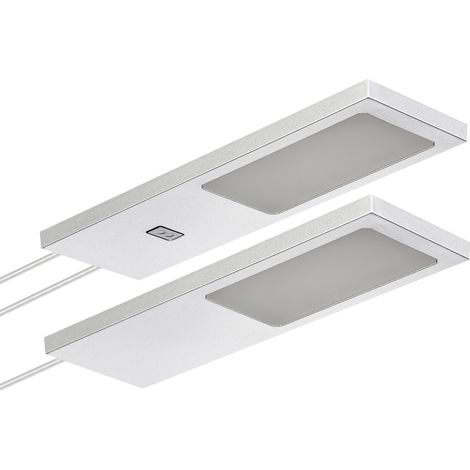 SOTECH LED-Möbelleuchte GIULIA II mit / ohne Sensor silbergrau, 2700K warmweiß inkl. Trafo & Verteiler, 2er Set