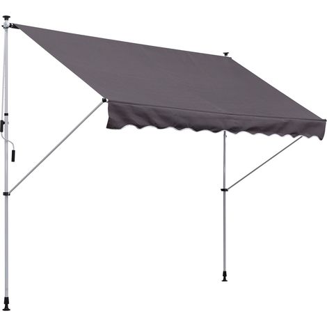 Markise Klemmmarkise Gelenkarmmarkise Sonnenschutz Faltarm Handkurbel Balkon Alu Grau 300 X 150Cm