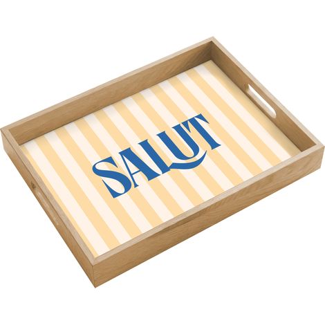 BANDEJA Salut - Cita - Rayas - Amarillo - Azul - Blanco 40x30 cm
