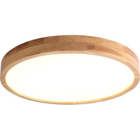 200 pièces - Plafonnier LED salon cuisine 24W 3 couleurs Ø30cm bois (1/5)