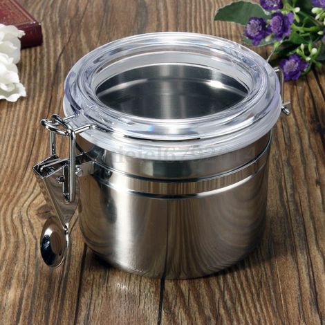 TrAdE Shop Traesio - Barattolo Case Tabacco Cibo Conserva Acciaio Inox Umido Tenuta Aria - (1/3)