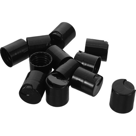 20 Black Snap-On Caps for Cosmetic Bottles, 20pcs PP Plastic, Drop Resistant, Internal Thread, for Travel and Daily Care (1/5)