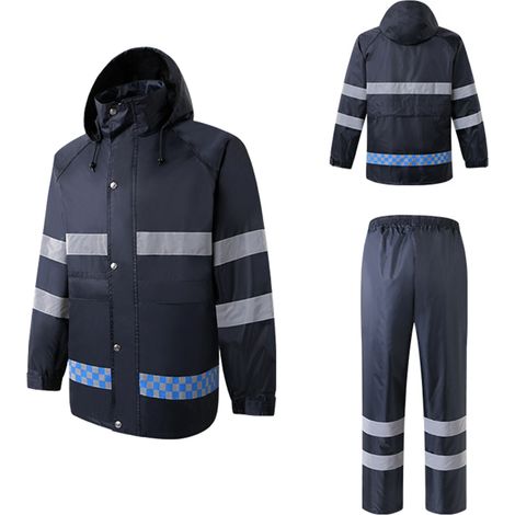 Hochsichtbarer, reflektierender Regenanzug, Motorrad-Regenbekleidung, Fahrradjacke, Herren-Poncho mit Kapuze, Ganzjahres-Regenbekleidung, Größe L (1/5)