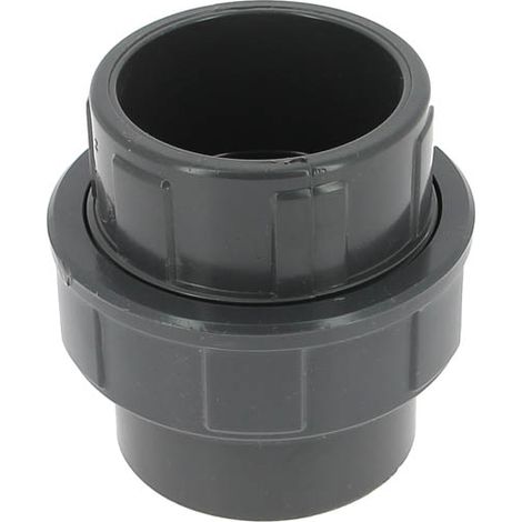 Raccord PVC pression femelle-femelle Ø63 – Pour réseaux d'eau froide – Matériau PVC-U gris foncé – Joint EPDM – Pression nominale PN 16
