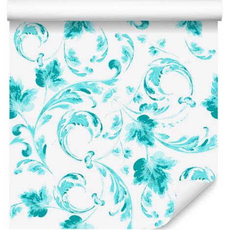 Papel pintado con hojas ornamentales para salón y dormitorio, 50x1000 cm. (1/5)