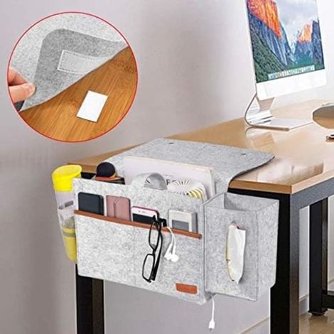 2 st 5-ficks förvaringsorganisator i filt - Hängande förvaring för soffa och säng för fjärrkontroll, näsdukar, telefon och - Utrymmesbesparande sid...
