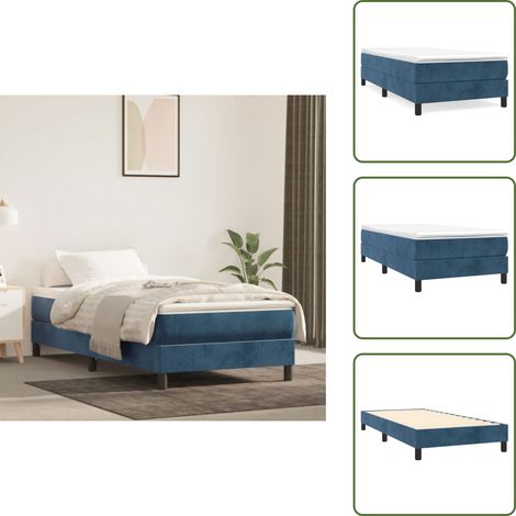 Cama de terciopelo - vidaXL Estructura de cama con somier terciopelo azul oscuro 90x190 cm - Cama azul oscuro