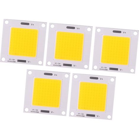 Lot de 5 puces LED COB haute puissance 50 W intégrées pour projecteur DIY (lumière chaude) (1/5)