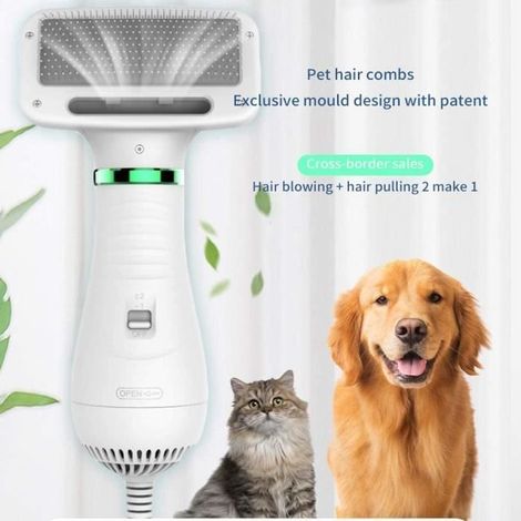 (Comme sur la photo)Sèche-cheveux 2 en 1 avec brosse pour animaux domestiques, brosse pour sèche-cheveux, sèche-cheveux pour chiens, brosse à poils (1/4)
