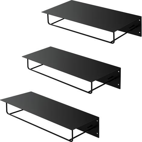 ML-Design 3er Set Wandgarderobe mit Hakenleiste, Kleiderstange & Hutablage, 60x30x15 cm, Schwarz, Metall Flurgarderobe für Jacken & Mäntel, Garderobe, Wandmontage, Garderobenpaneel hängend für Eingang
