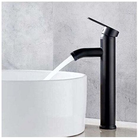 Mitigeur de lavabo, robinet de vasque noir, robinet de haute qualité, robinet de salle de bain, résistant à l'usure, convient aux diamètres intérieurs de 32 à 42 mm.