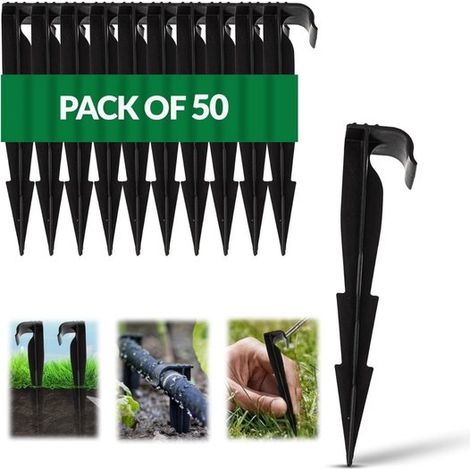 50-teiliges Set Gartenschlauch-Erdanker/Stützstangen — Erdanker — Befestigungsstangen — Ankerheringe — Tropfbewässerungsschlauch und Drainagerohr — 16 cm (1/5)