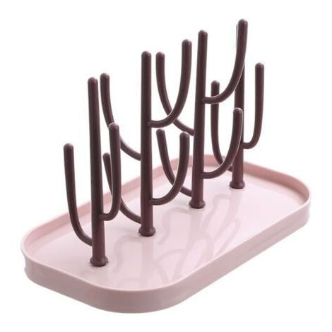 Égouttoir à biberons détachable rose en polypropylène – Support de séchage portable pour bébé – (1/4)