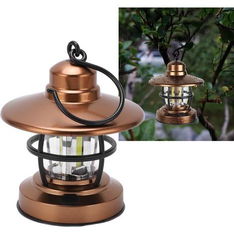 Vintage-Hängelaterne für Camping – Ein-Knopf-Bedienung, 3 COB-LEDs, Designer-Hängelampe für den Garten (1/5)