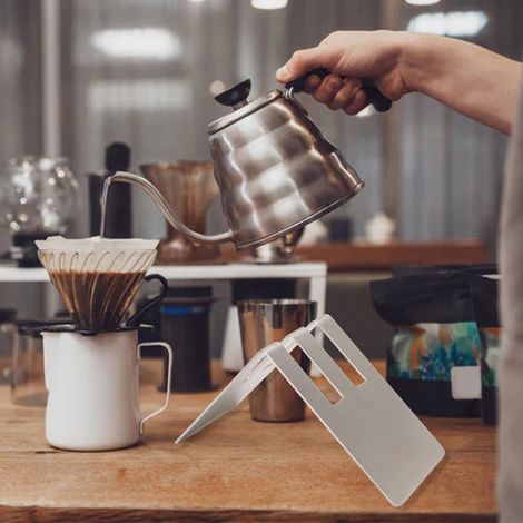 Kaffeefilter-Aufbewahrungsgestell, Aufbewahrungsgestell für Kaffeefilter für den Hausgebrauch, V-förmiges Gestell, Aufbewahrungsgestell aus Edelstahl, Doppelschlitz, silberfarben. (1/5)