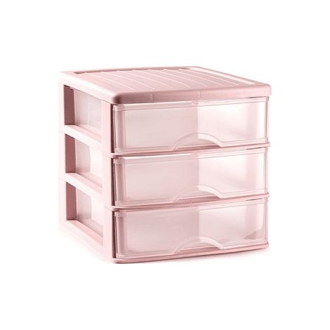 Torre de almacenamiento con 3 cajones 18 cm Rosa claro (1/2)