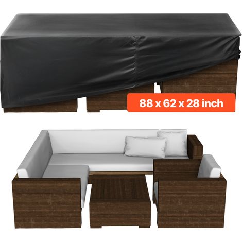 VEVOR Copertura Rettangolare per Mobili da Giardino da 224 x 158 x 71 cm Copertura Impermeabile per Tavolo e Sedie da Pranzo da Esterno 420D, con Presa deAria per Tutte Stagioni, Nero