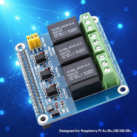 3-Kanal-Relais-Erweiterungsplatine für Raspberry Pi A+/B+/2B/3B/3B+ (1/5)
