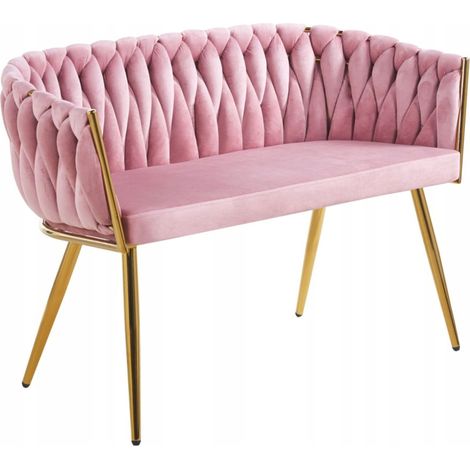 Canapé deux places rose Art déco avec pieds dorés entrelacés pour le salon (1/5)