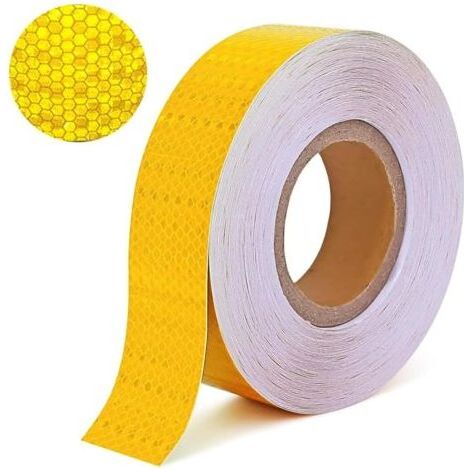 Self Adhesive Reflective Tape, 25M x 5CM Self Adhesive Tape, High Strength Adhesive Reflector, Waterproof Fluorescent Scotch, for Bike, Car, Stroller, Motorcycle (Yellow) (1/4)
