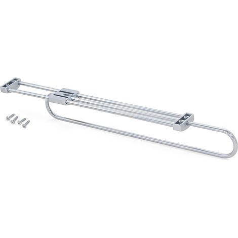 Emuca Appendiabiti estraibile per armadio Self, lunghezza L400mm, Acciaio e Tecnoplastica, Verniciato alluminio