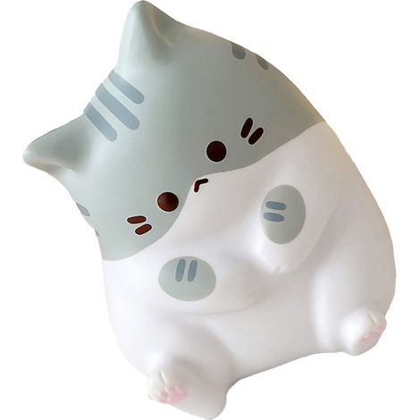 Niedliches Quetschspielzeug im Katzen-Design, sicher, weich, aus PU, mit langsamer Rückstellkraft, dekorativ, farbenfroh, ideal für Familie, Büro und Reisen, Grau (1/5)