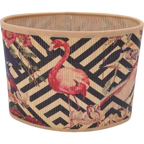 Abat-jour imprimé rétro ovale en bambou pour chevet E27 E14 de rechange (1/5)