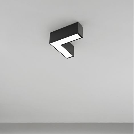 Plafoniera Moderna Grid Giunto L Alluminio Nero Led 10W Dimmerabile Ip20