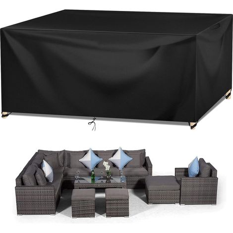 Housses De Meubles De Jardin, Housse Salon De Jardin Bache De Protection Table Extérieur Imperméable 420d Oxford Anti-Uv Résistance Au Vent Carré (250x250x90cm) (1/5)