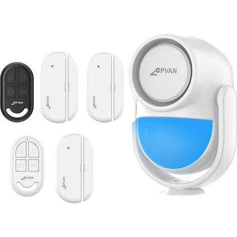 Alarma con detector de movimiento, sensor de alta sensibilidad, sonido de 120 dB, kit blanco E (1/2)