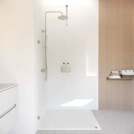Cabine de douche à l italienne en arc de 80 cm avec charnières en nickel brossé verre transparent de 8 mm facile à nettoyer h200 Senja (1/4)