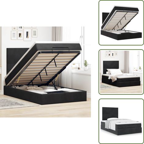 vidaXL Ottoman-Bett mit Matratzen Schwarz 120x200 cm Samt (1/5)