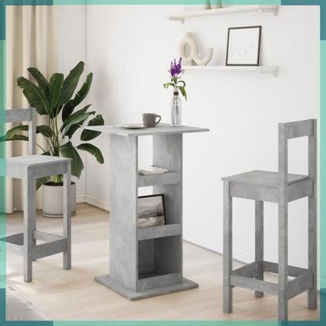 854331 Table de bar avec rangement gris béton bois d'ingénierie (1/5)