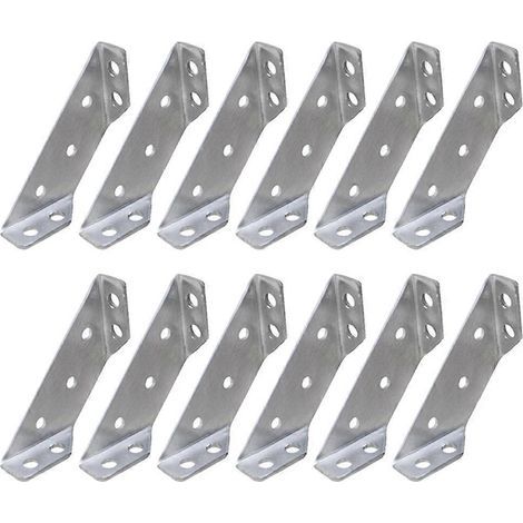 12 équerres trapézoïdales à angle droit en acier inoxydable-6.90X2.00X1.20CM-Silver (1/4)