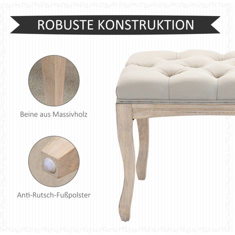 Banquette rembourrée en lin avec cadre en bois, banc de rangement pour chaussures pour chambre, salon, entrée 110 x 40 x 48 cm Beige (1/4)
