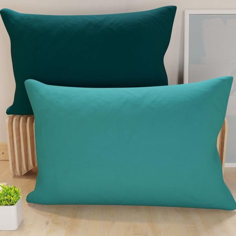 Lot de 2 Taies d'oreiller de Lit 80x50 cm, Housses de Coussin Unies Double Face Bleu Canard, Taie Oreiller 100% Microfibre Hypoallergénique (1/2)