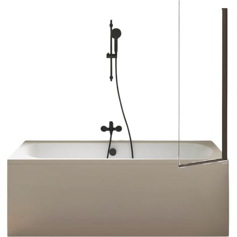 Pack bañera recta 170x75 JACOB DELAFON Elise + delantal de nicho + pack rociador y mezclador de bañera Aimé negro + mampara de bañera negro + desagüe